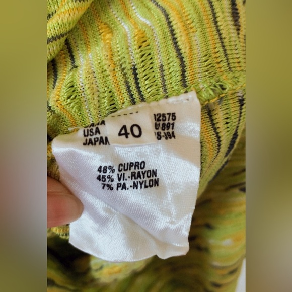 Escada 3/4 Sleeve Knit Boat Neck Blouse Top Green Yellow Size 40 EU - Picture 3 of 4